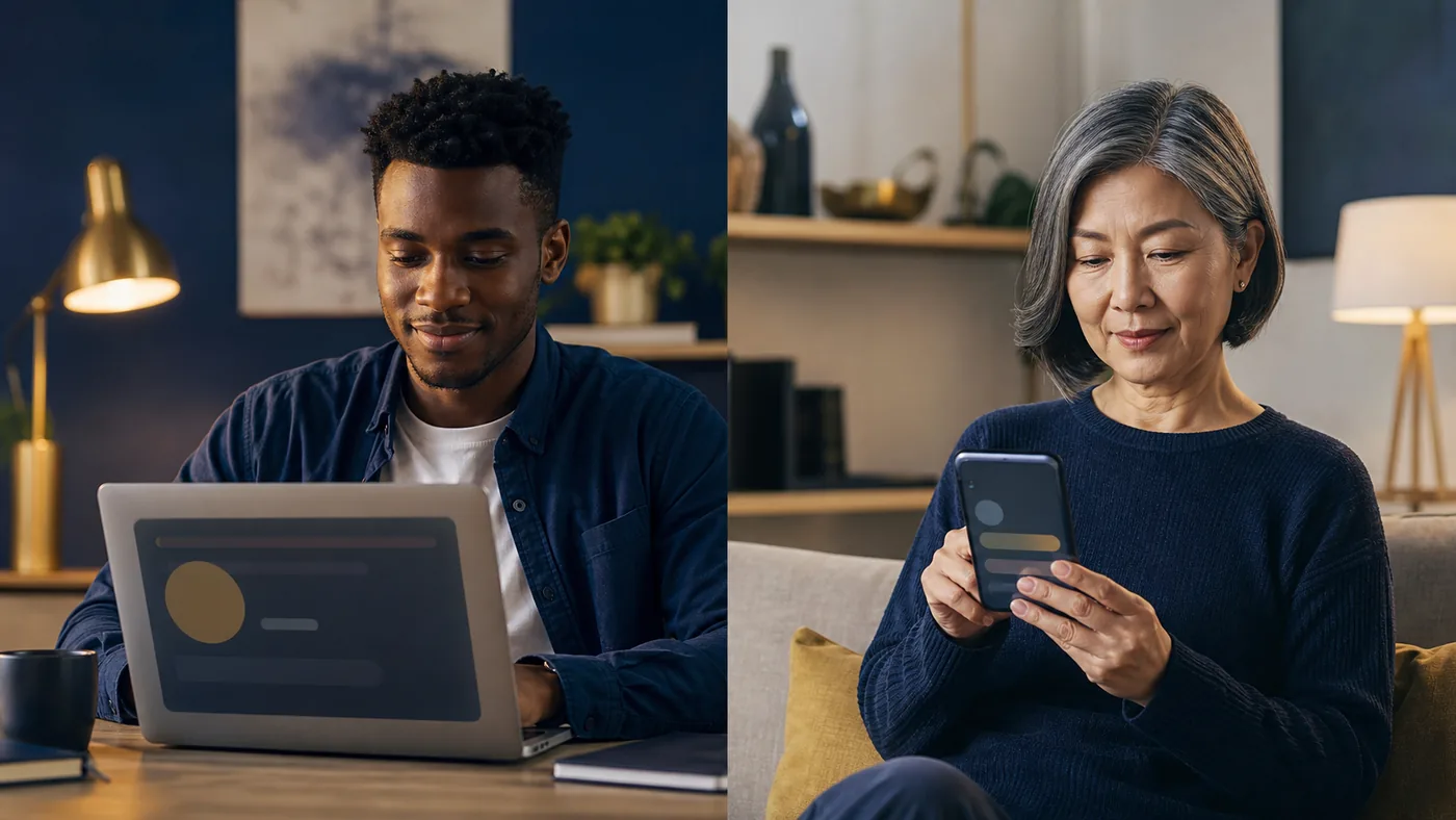 People using a laptop and phone for secure digital access
